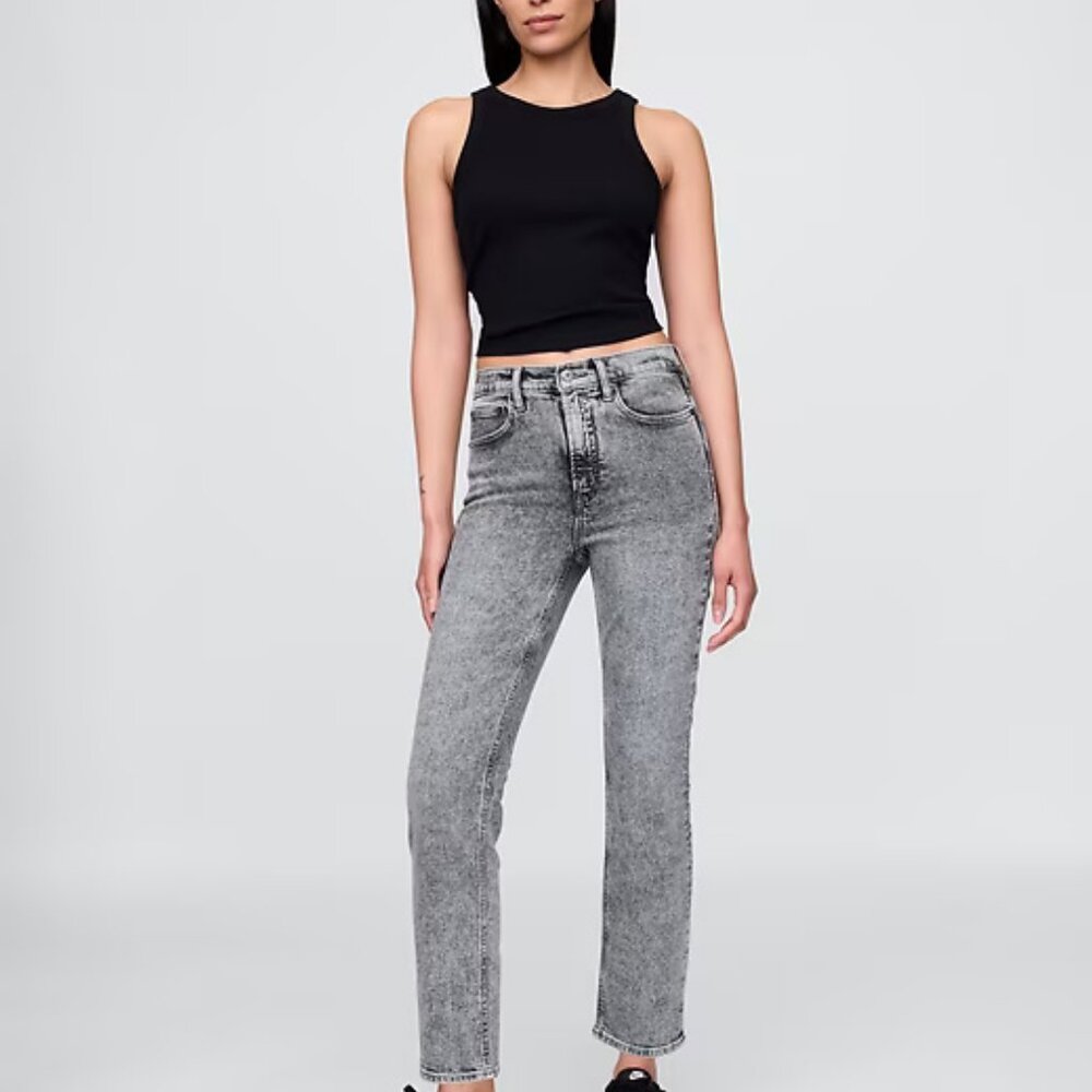 GAP NWT High Rise Vintage Style Slim Jeans Size 2/26 Short Gray Wash